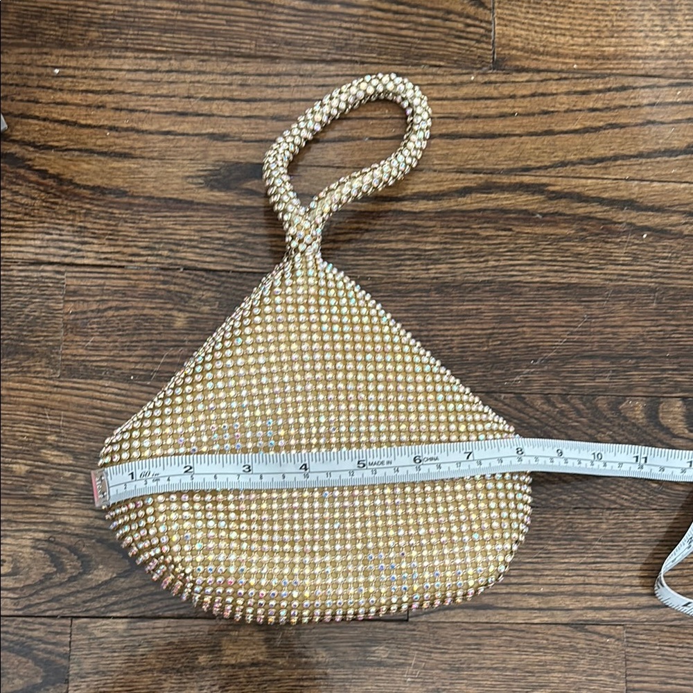 Gold Teardrop Clutch with Floral Trim